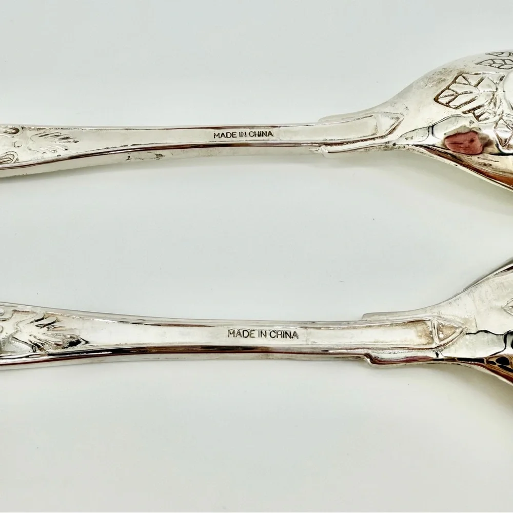 Vintage Ornate Silver Plate 4pc Serving Set - Pasta & Salad - Freshly Polished!